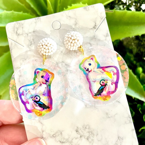 Lisa Frank Iridescent Polar Bear Earrings - Picture 2 of 4